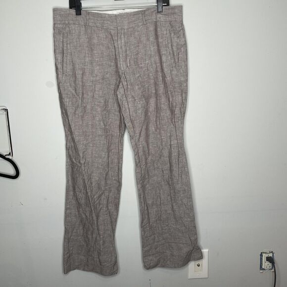Banana Republic Pants Womens 14 Gray Linen Blend Martin Fit Trouser 718 Summer - Picture 1 of 13